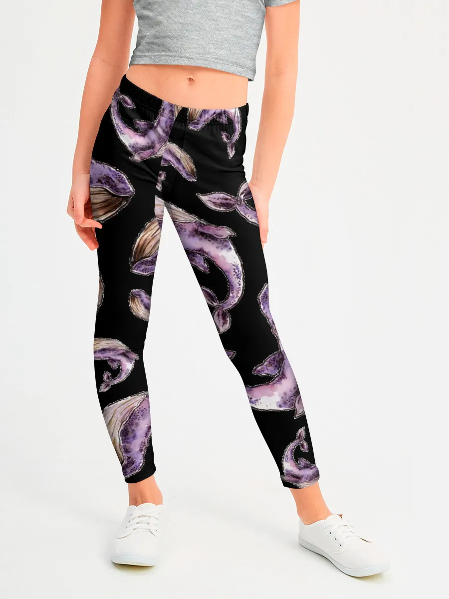 Леггинсы для девочки / Лиловые киты