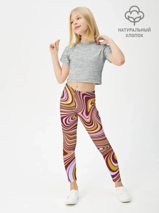 Леггинсы для девочки / Красно-золотые разводы красок паттерн
