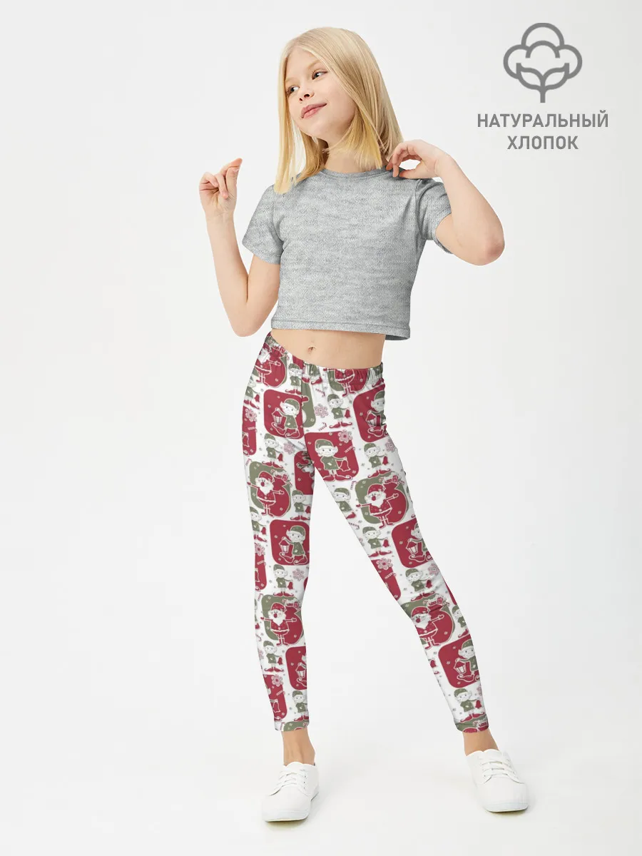 Леггинсы для девочки / Санта везёт подарки