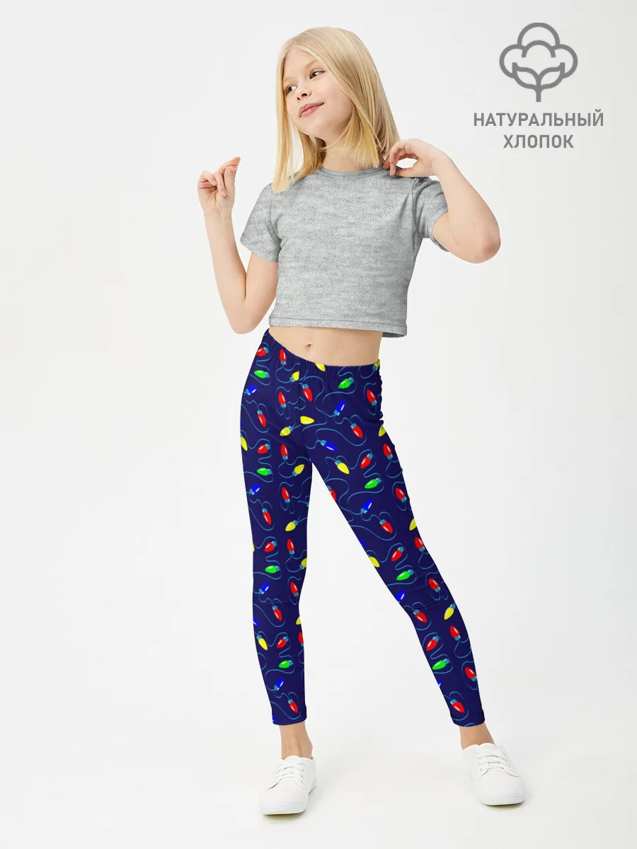 Леггинсы для девочки / Разноцветные Лампочки