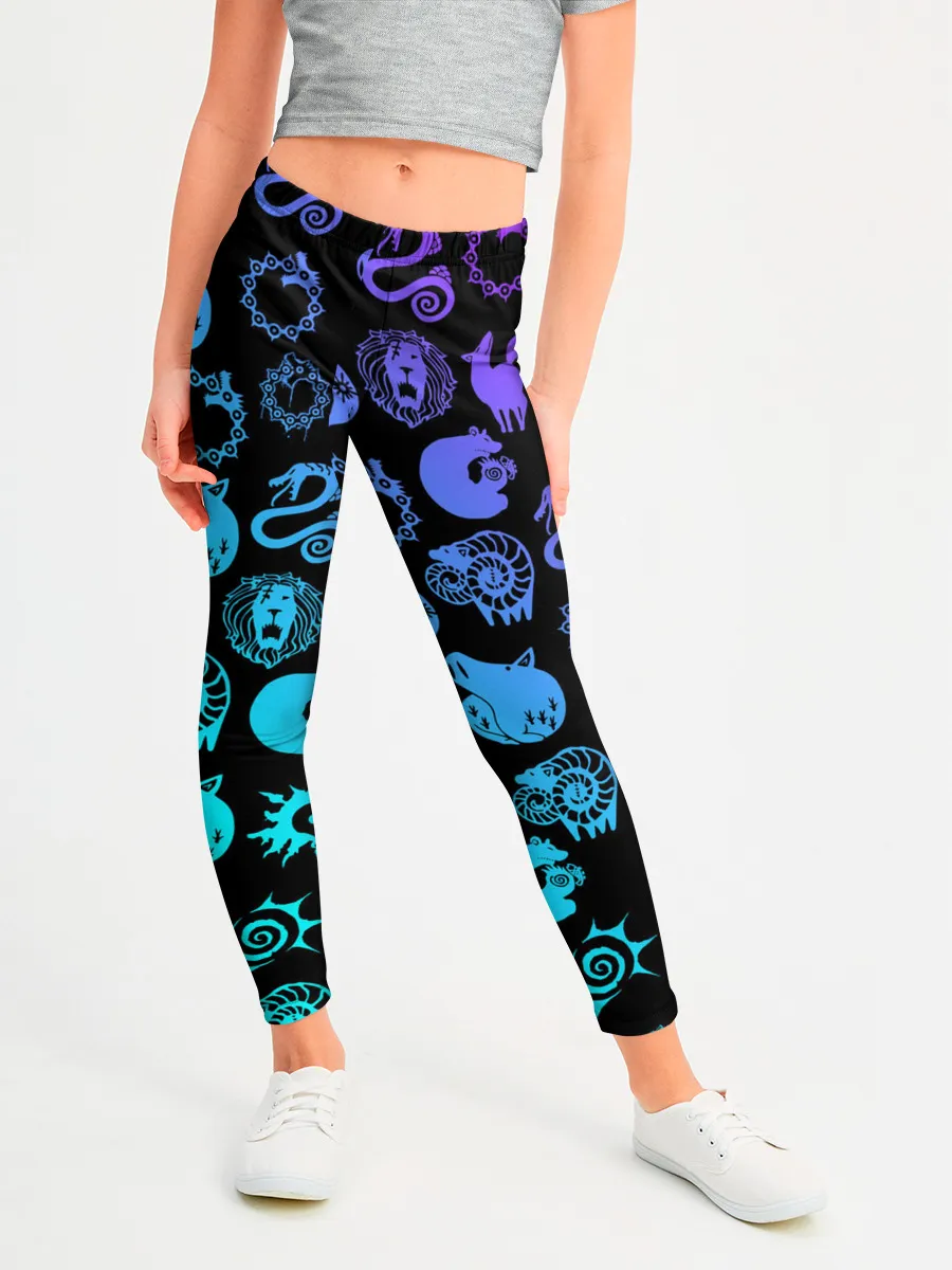 Леггинсы для девочки / 7 СМЕРТНЫХ ГРЕХОВ НЕОН ЭМБЛЕМЫ