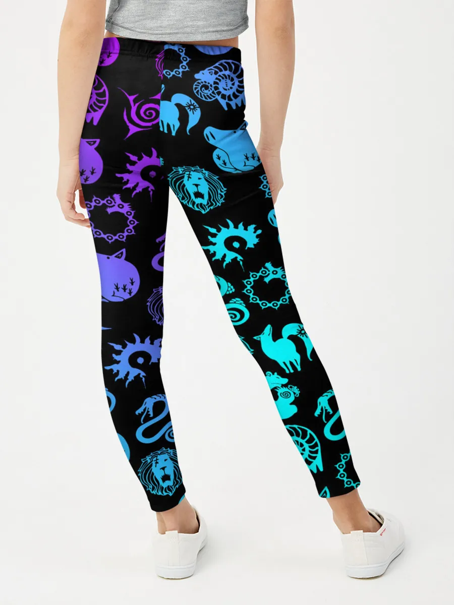 Леггинсы для девочки / 7 СМЕРТНЫХ ГРЕХОВ НЕОН ЭМБЛЕМЫ