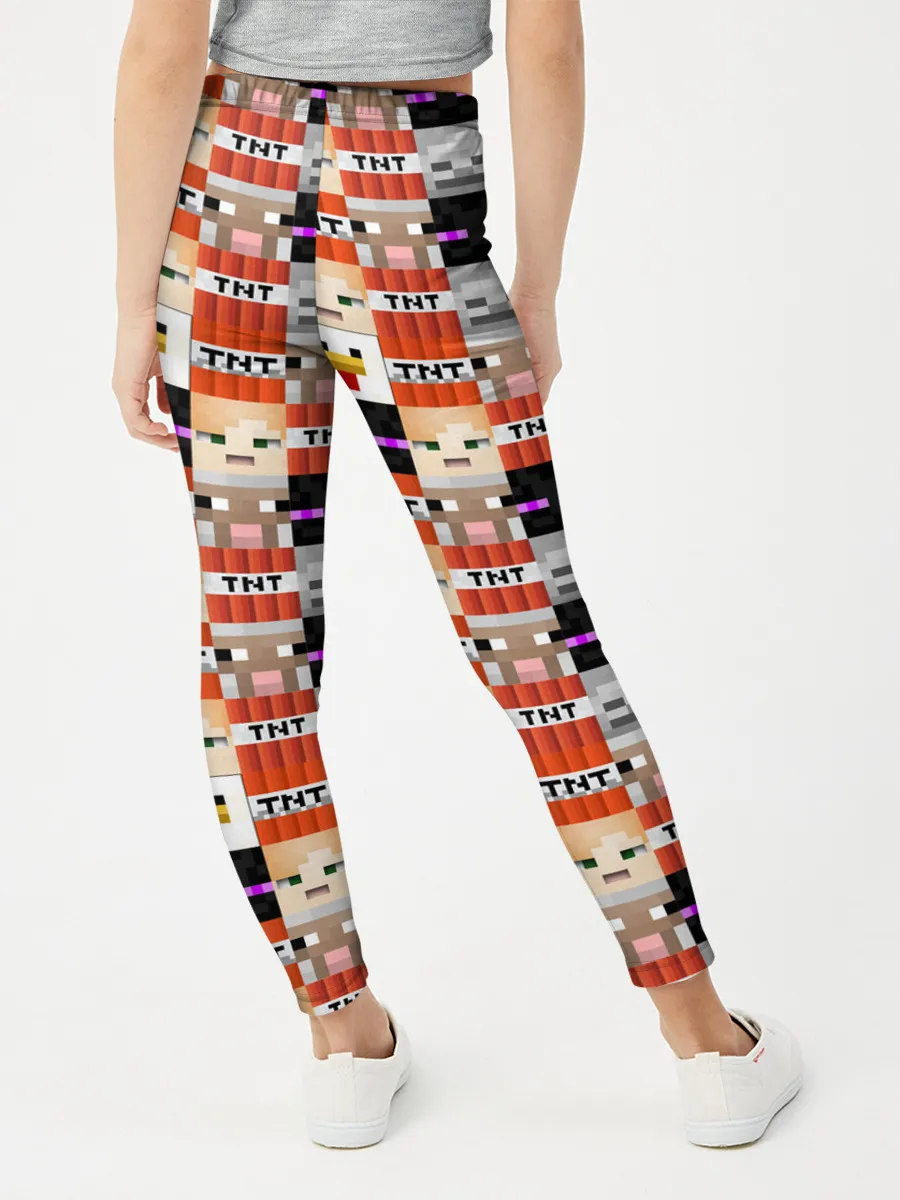 Леггинсы для девочки / MINECRAFT КУБИКИ ПЕРСОНАЖИ