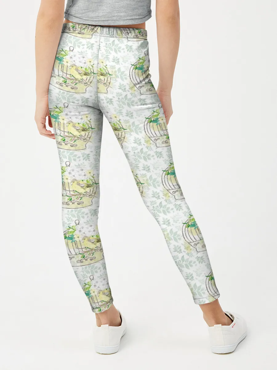 Леггинсы для девочки / Канарейки в клетках