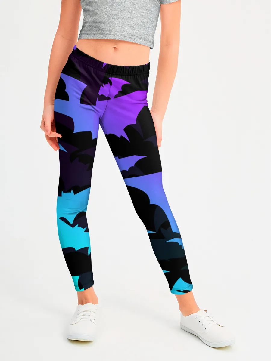 Леггинсы для девочки / ЛЕТУЧИЕ МЫШИ ХЕЛЛОУИН НЕОН / HALLOWEEN NEON