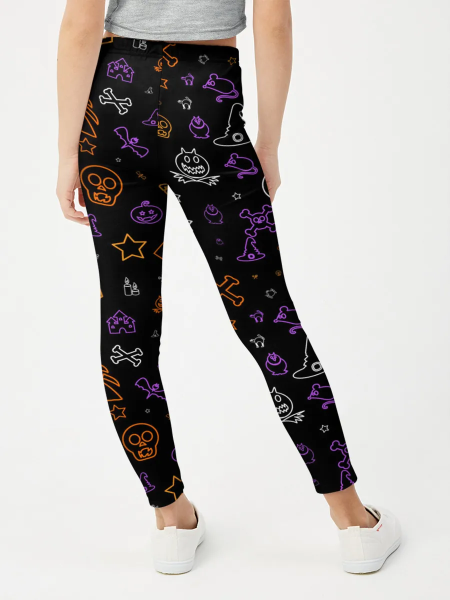 Леггинсы для девочки / ХЕЛЛОУИН ПАТТЕРН НЕОН / HALLOWEEN NEON