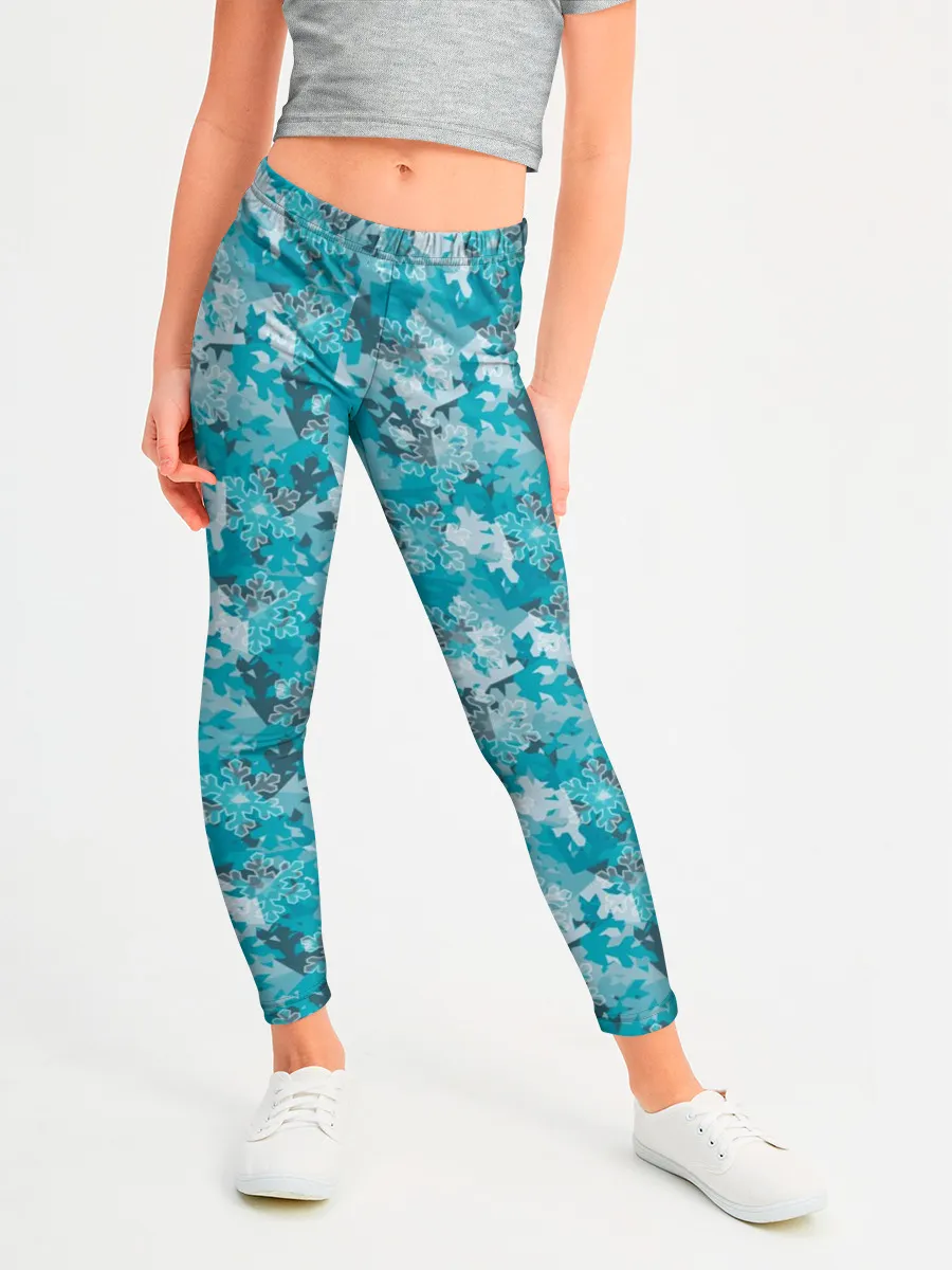 Леггинсы для девочки / Снежный Дизайн