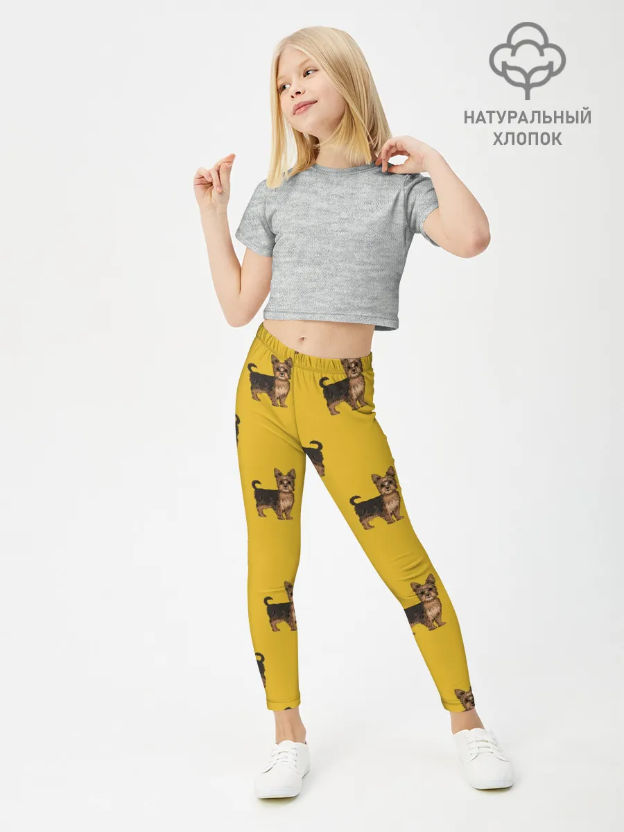 Леггинсы для девочки / Йоркширский терьер паттерн