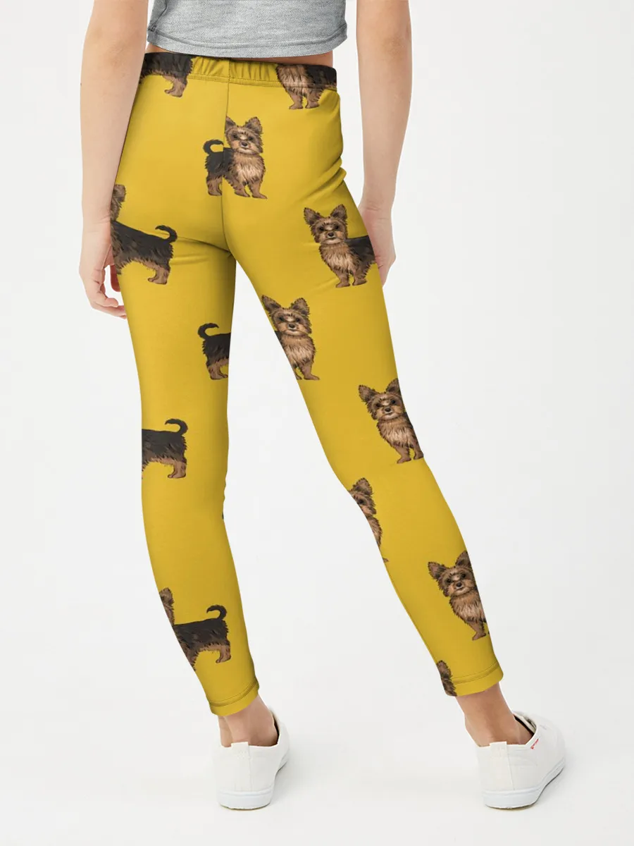 Леггинсы для девочки / Йоркширский терьер паттерн
