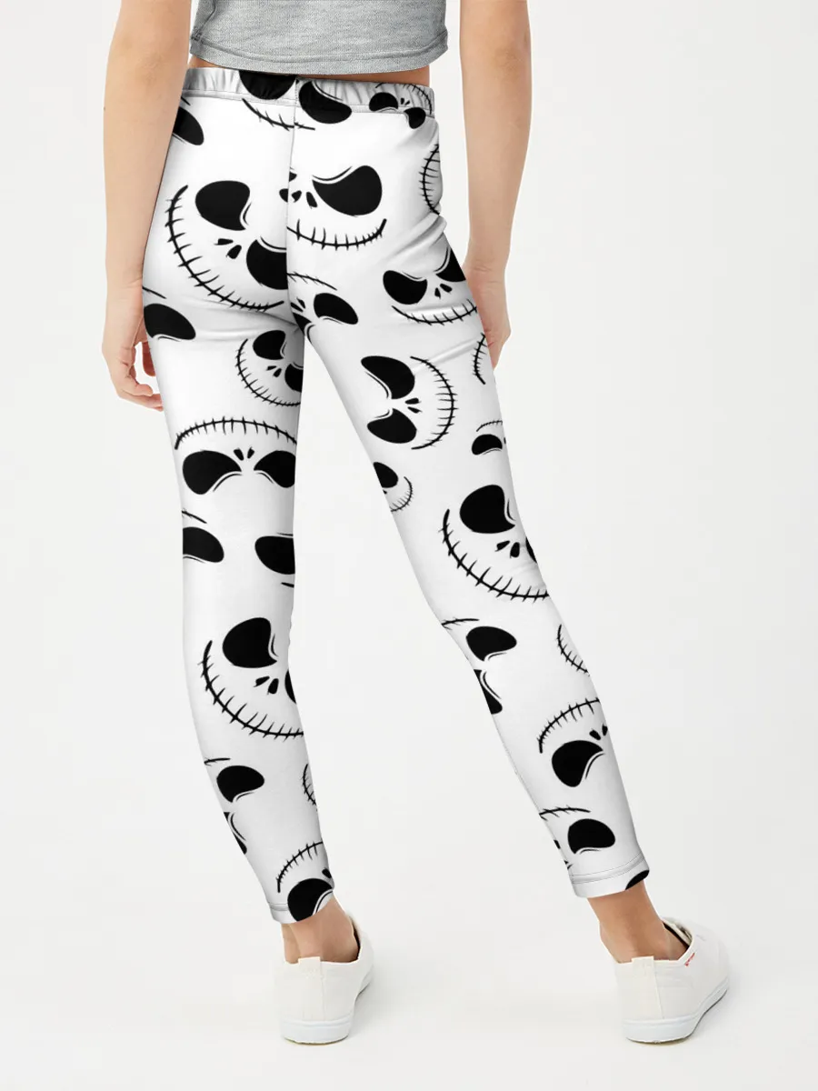 Леггинсы для девочки / Джек Скеллингтон паттерн лицо