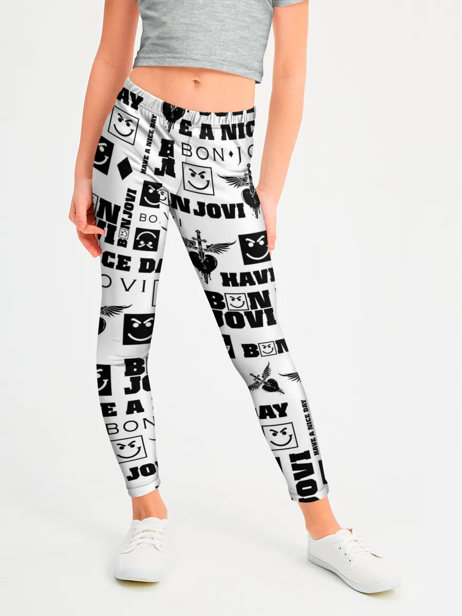 Леггинсы для девочки / BON JOVI ЛОГОБОМБИНГ | БОН ДЖОВИ ПАТТЕРН
