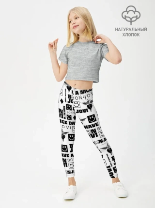 Леггинсы для девочки / BON JOVI ЛОГОБОМБИНГ | БОН ДЖОВИ ПАТТЕРН