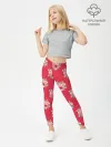 Леггинсы для девочки / Красные цветы розы