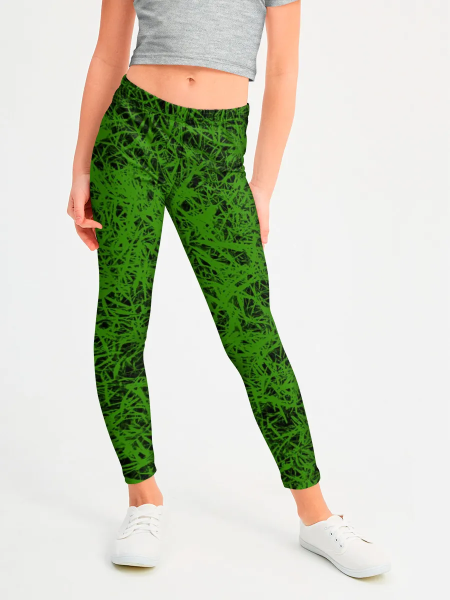 Леггинсы для девочки / зелёный паттерн