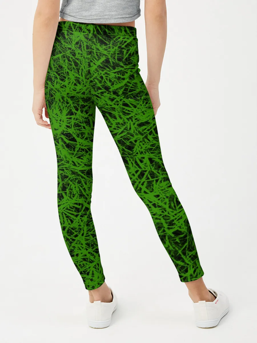 Леггинсы для девочки / зелёный паттерн