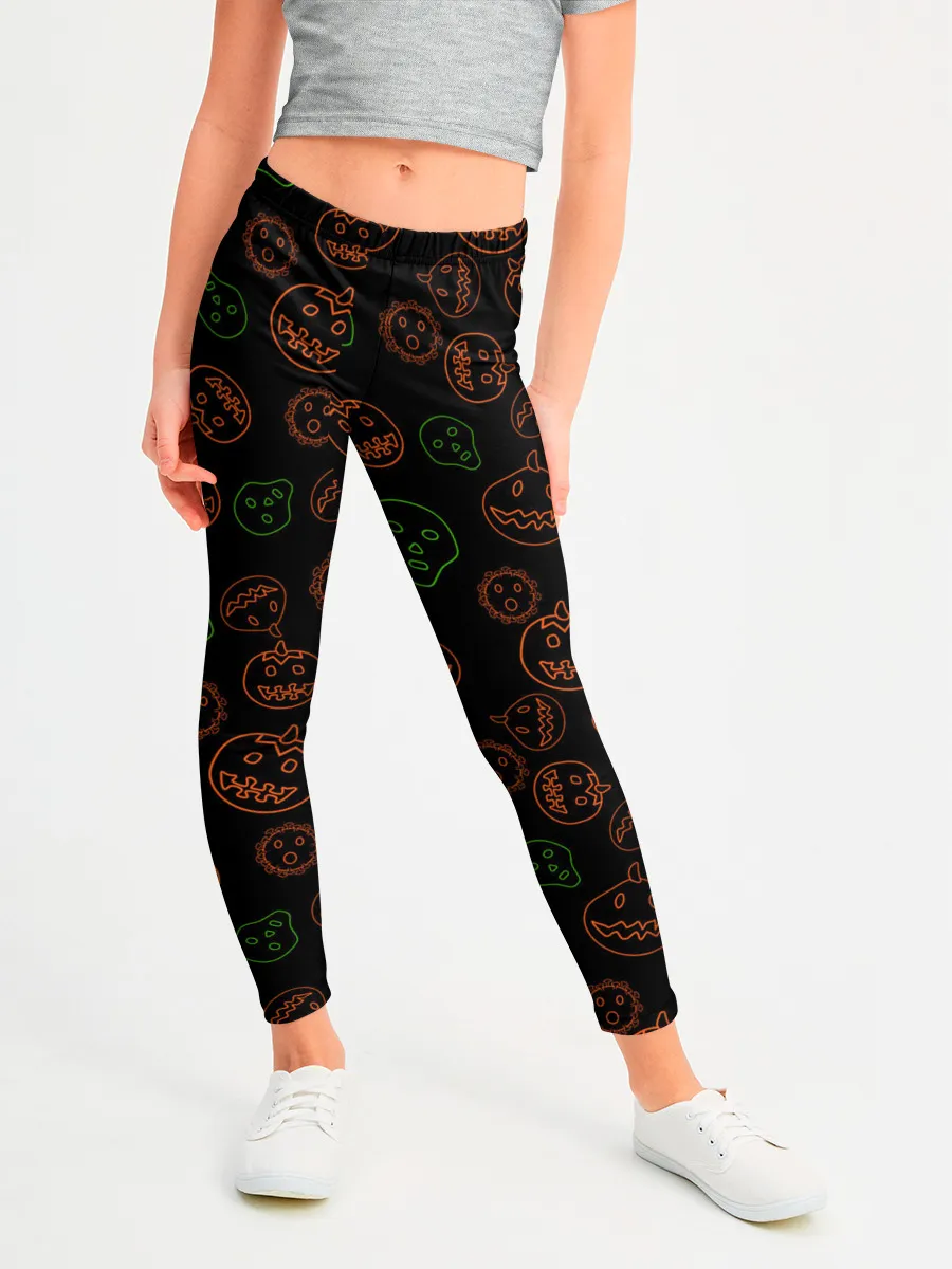 Леггинсы для девочки / Хэллоуин тыквы и корона