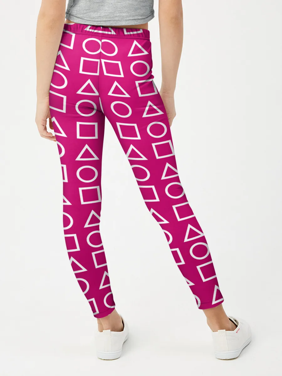 Леггинсы для девочки / ИГРА В КАЛЬМАРА ПАТТЕРН ФИГУРЫ СТРАЖЕЙ