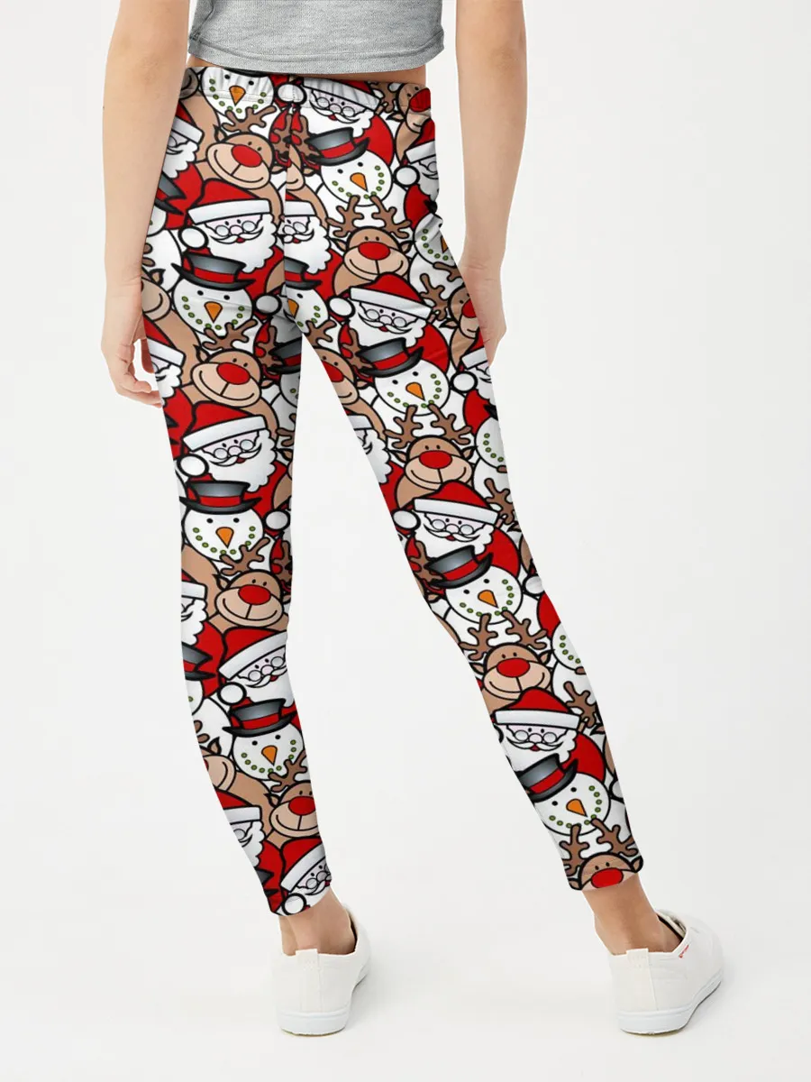 Леггинсы для девочки / Дед Мороз, Снеговик, Олень