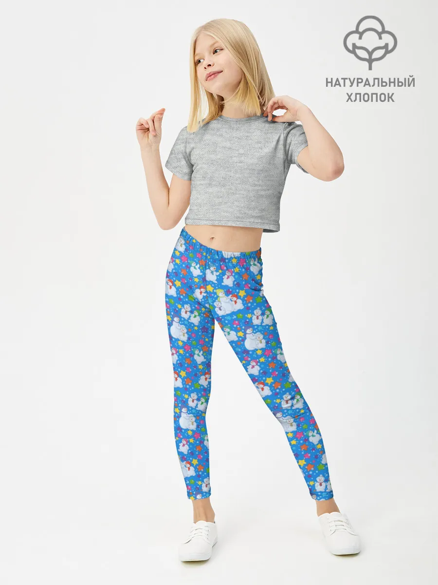 Леггинсы для девочки / Снеговики и Звёздочки