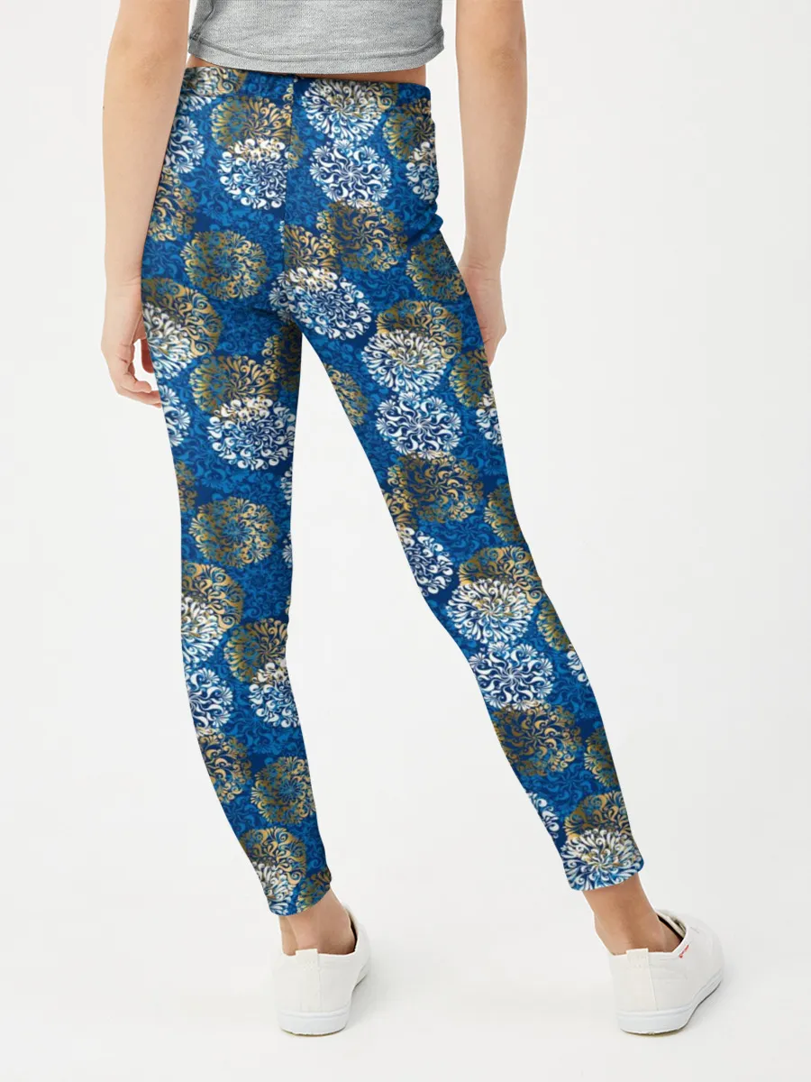 Леггинсы для девочки / Разноцветные Новогодние Узоры