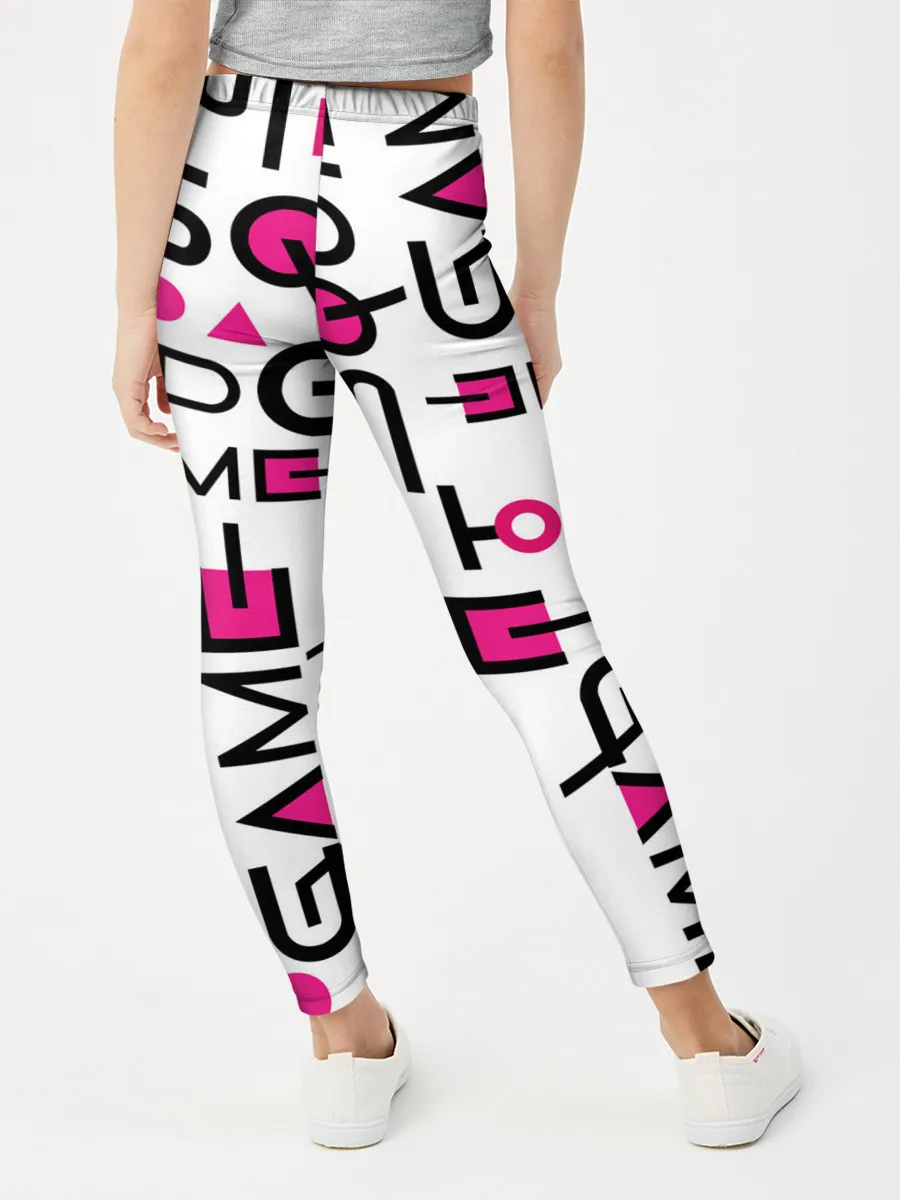 Леггинсы для девочки / ИГРА В КАЛЬМАРА УЗОР И ПАТТЕРН ЛОГО