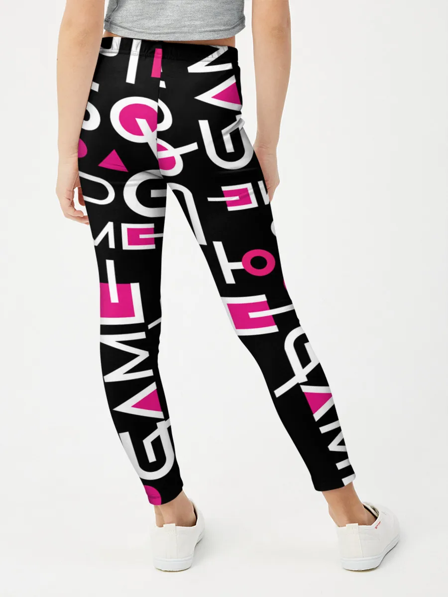 Леггинсы для девочки / SQUID GAME ЛОГО PINK