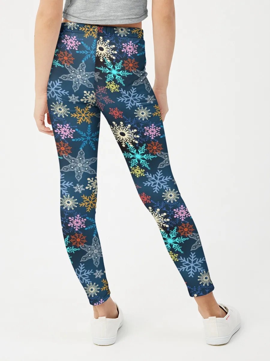 Леггинсы для девочки / Красочные Снежинки