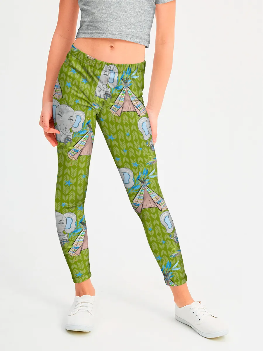 Леггинсы для девочки / Слоник и вигвам