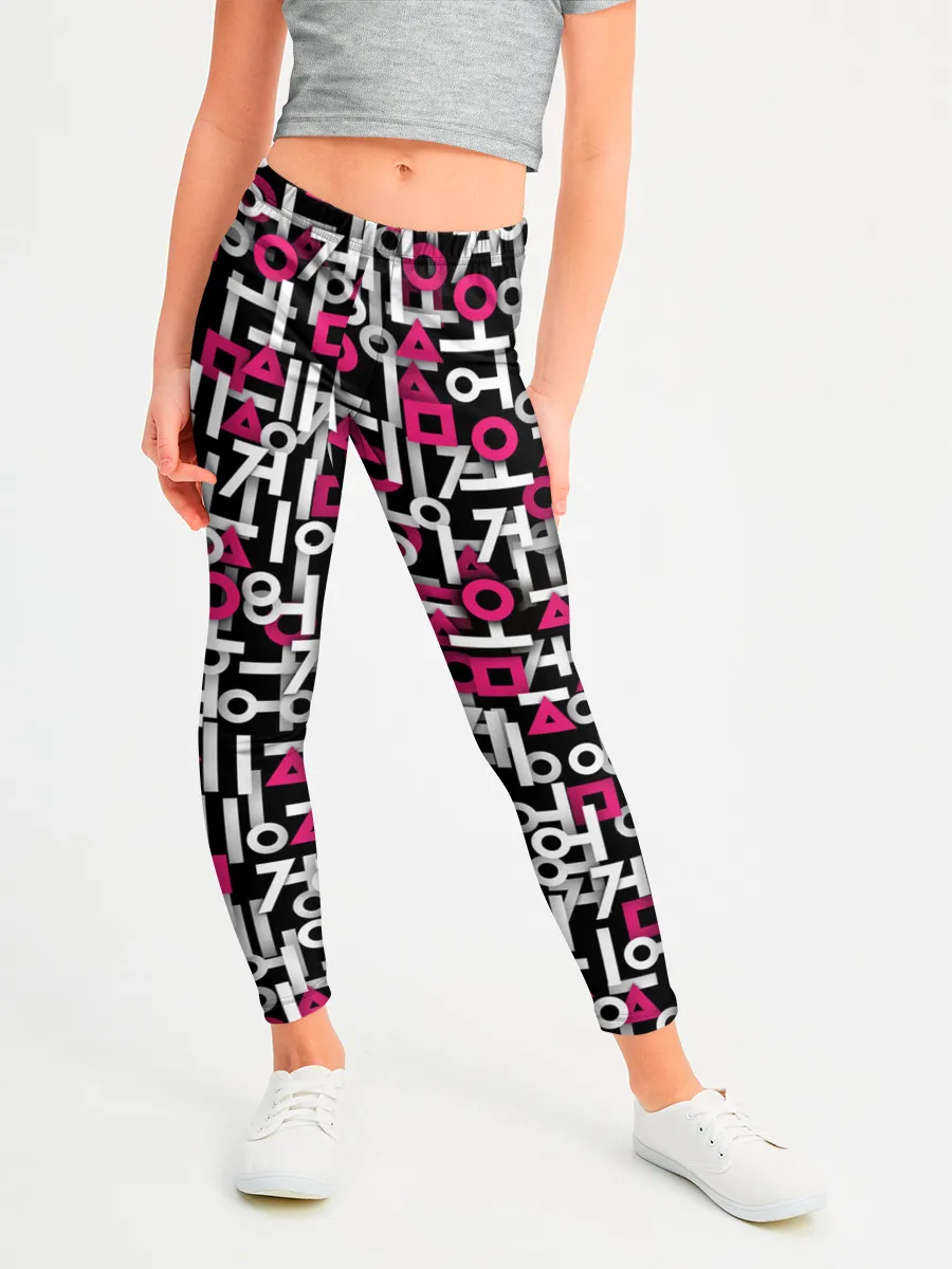 Леггинсы для девочки / Узор из Игры в кальмара