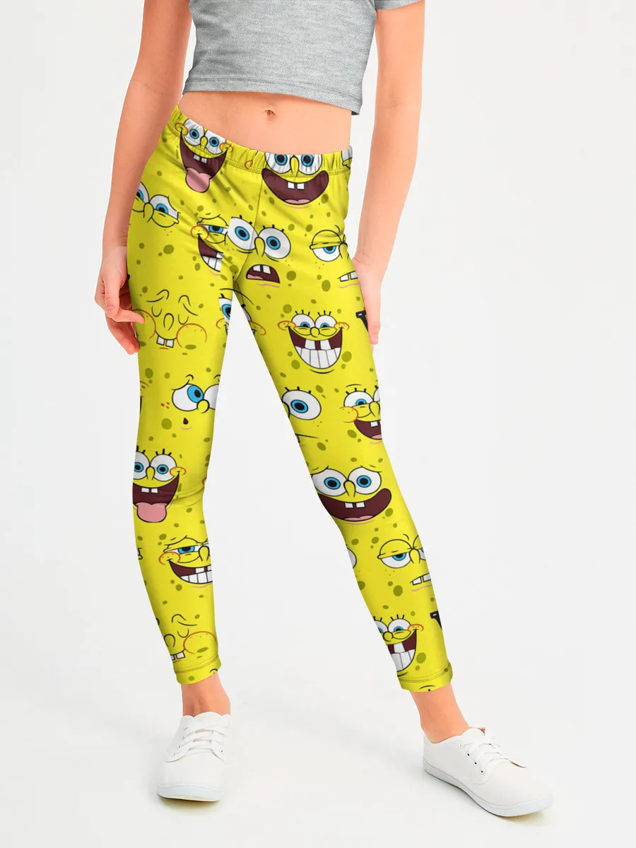 Леггинсы для девочки / Губка Боб паттерн