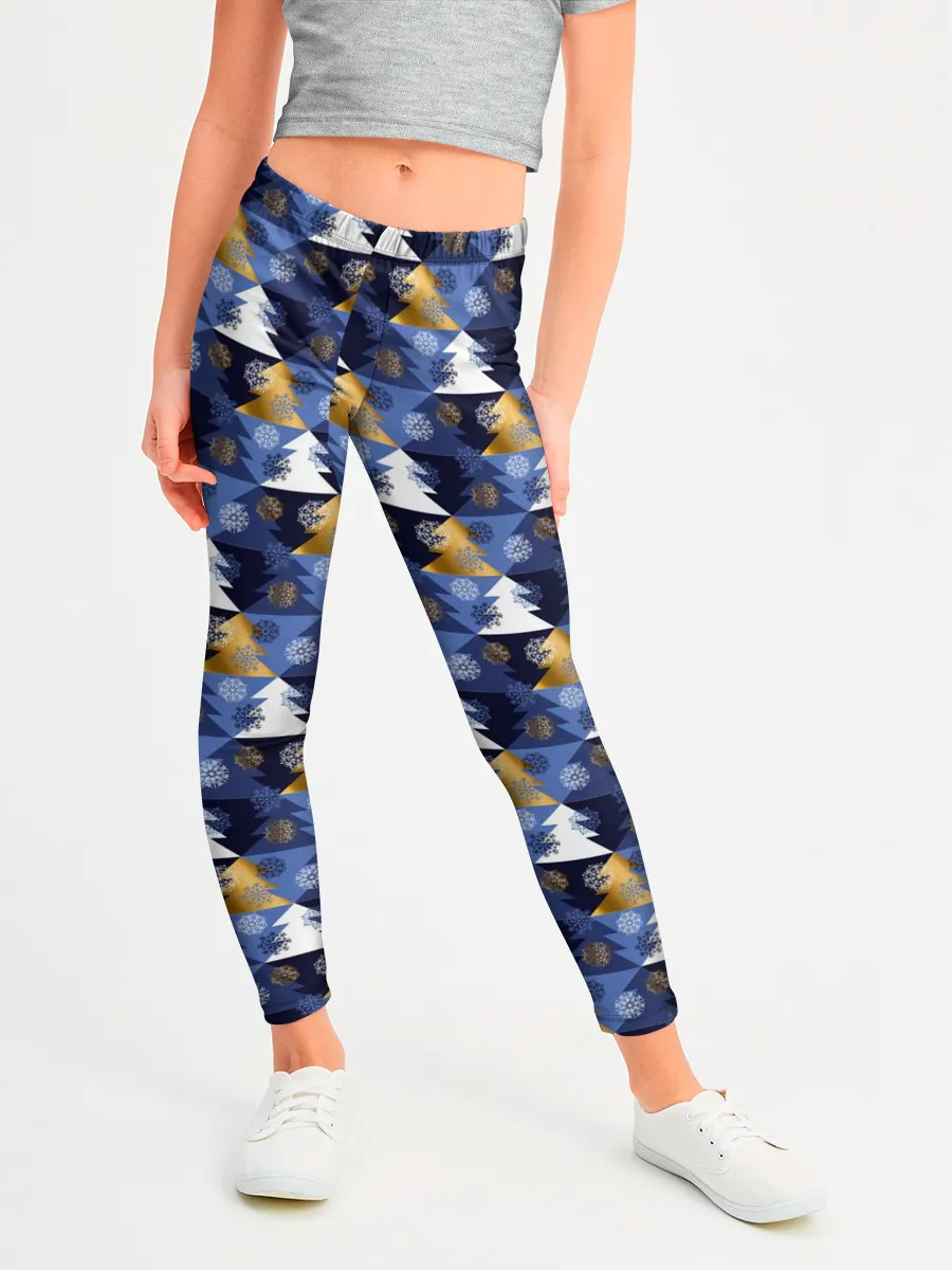 Леггинсы для девочки / Ёлочки - Снежинки