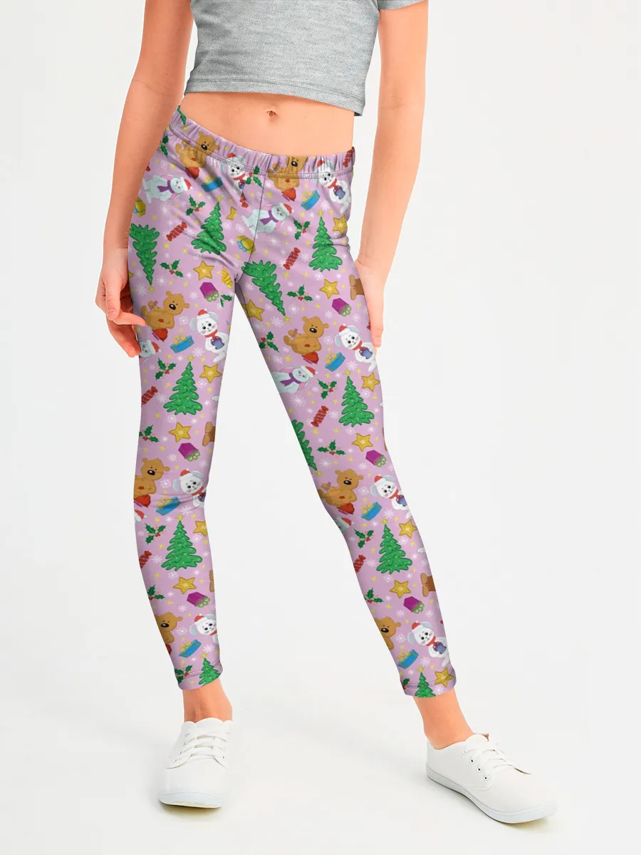 Леггинсы для девочки / Новогодние Зверюшки