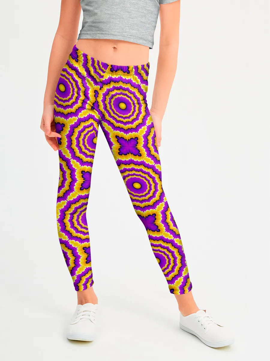 Леггинсы для девочки / желтые и пурпурные цветы