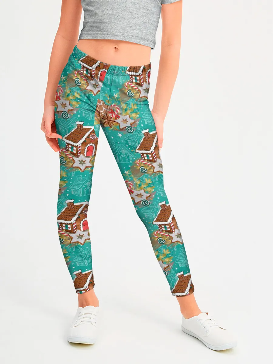 Леггинсы для девочки / Рождественские пряники паттерн