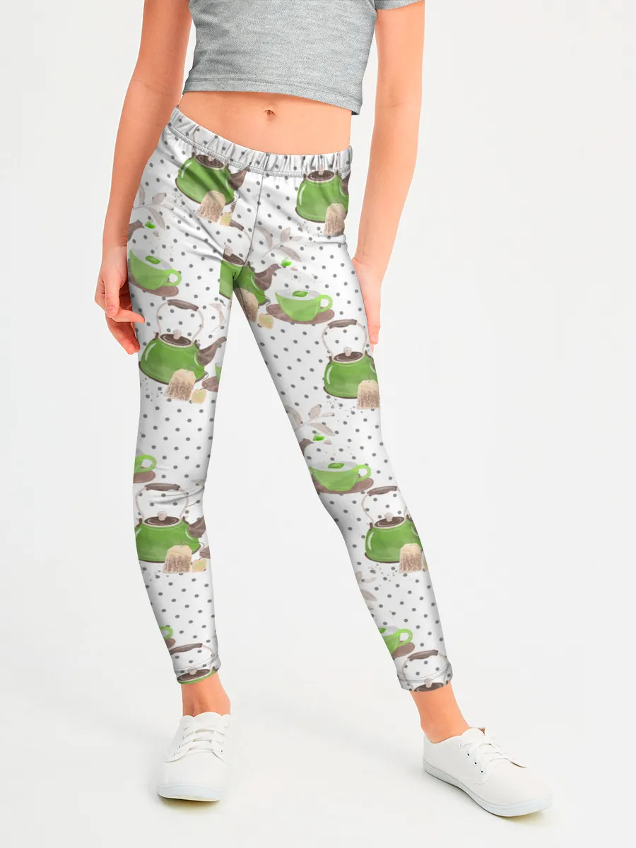 Леггинсы для девочки / Зеленый чай