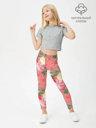 Леггинсы для девочки / Новогодние красные шары