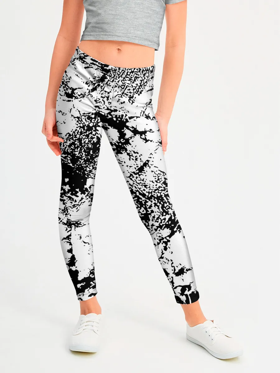 Леггинсы для девочки / Эффект линогравюры