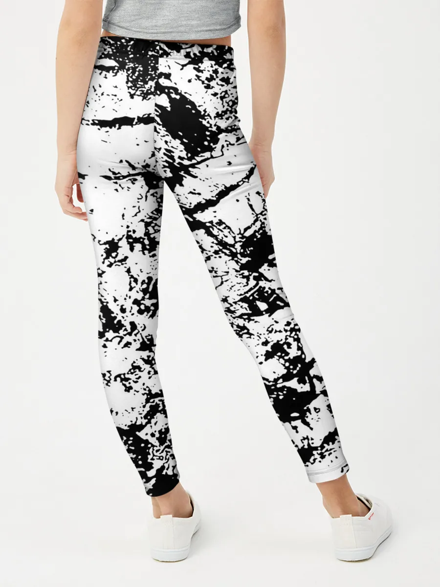 Леггинсы для девочки / Эффект линогравюры