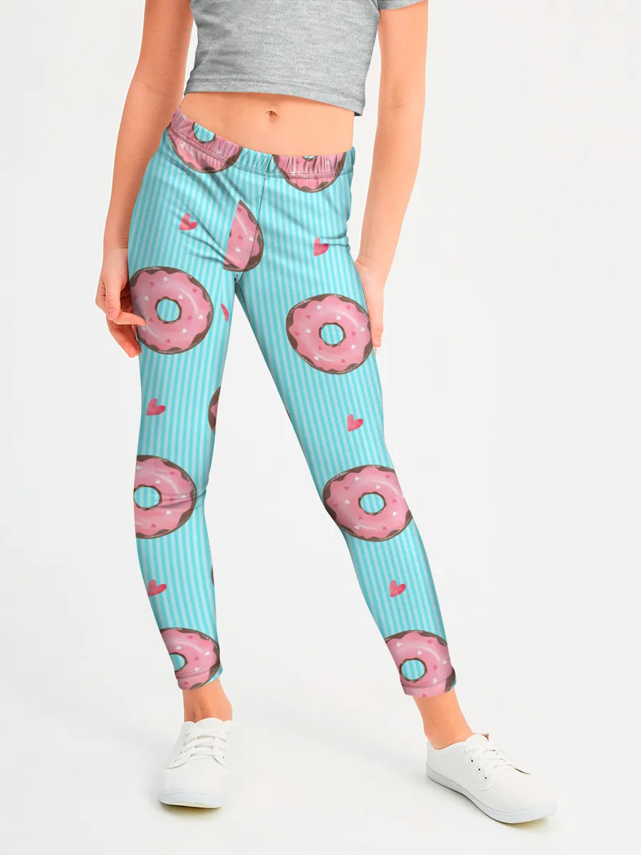 Леггинсы для девочки / Розовые пончики