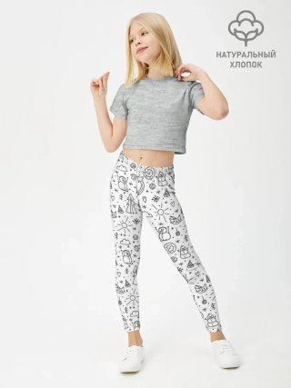 Леггинсы для девочки / Зимнее дудл настроение