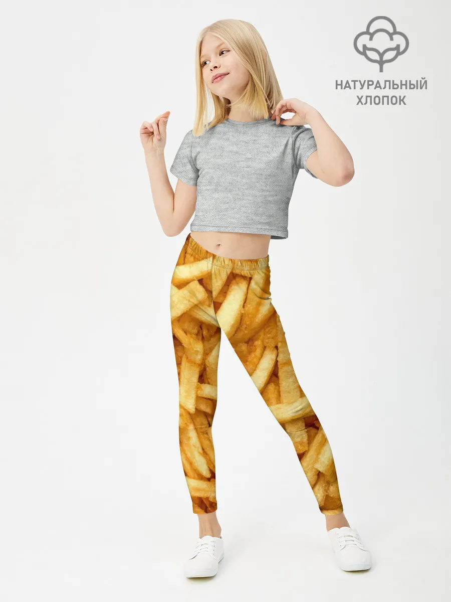 Леггинсы для девочки / Картошка фри/Фастфуд