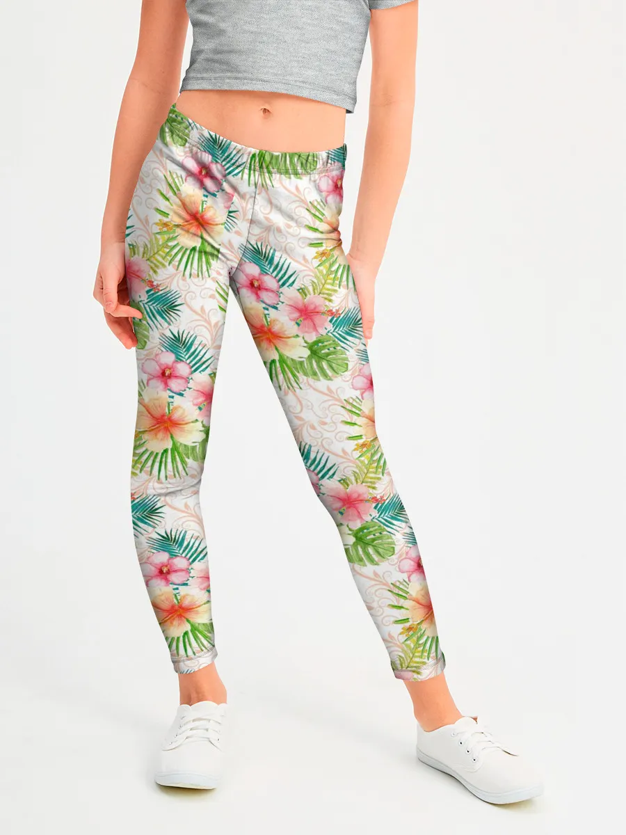 Леггинсы для девочки / Гавайские цветы
