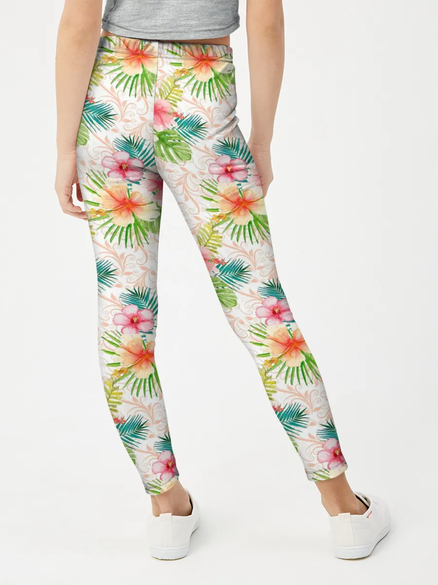 Леггинсы для девочки / Гавайские цветы