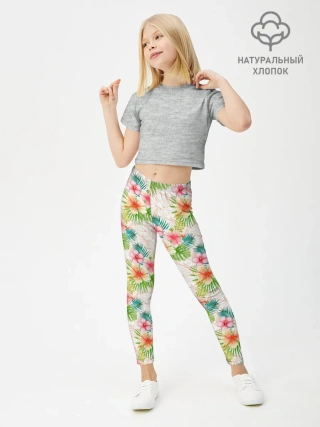 Леггинсы для девочки / Гавайские цветы