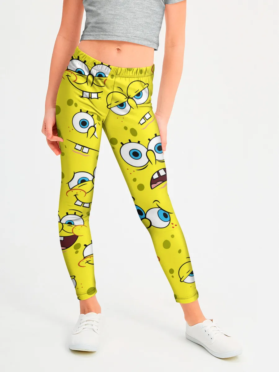 Леггинсы для девочки / Губка Боб / SpongeBob pattern