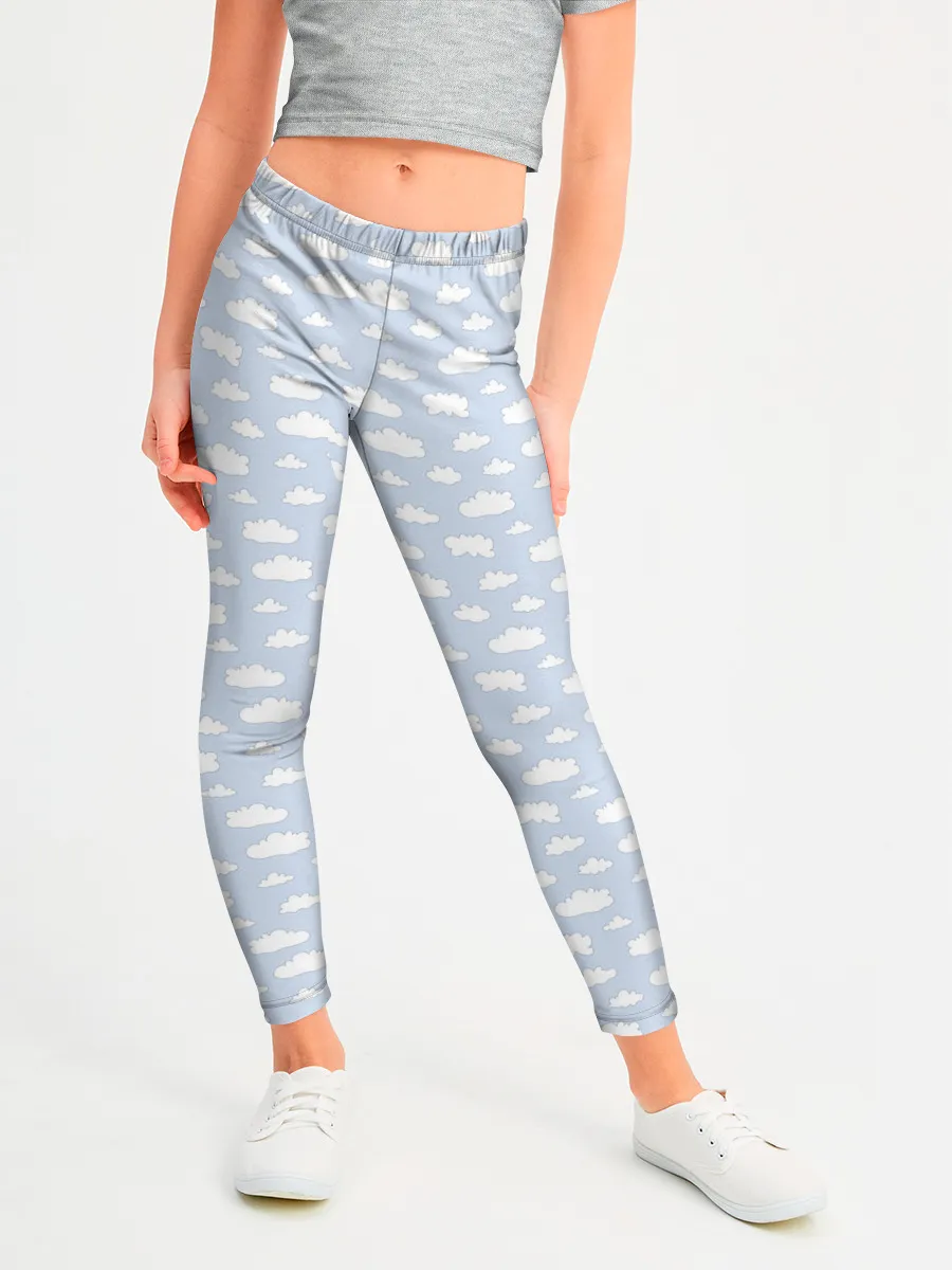 Леггинсы для девочки / Принт с облаками