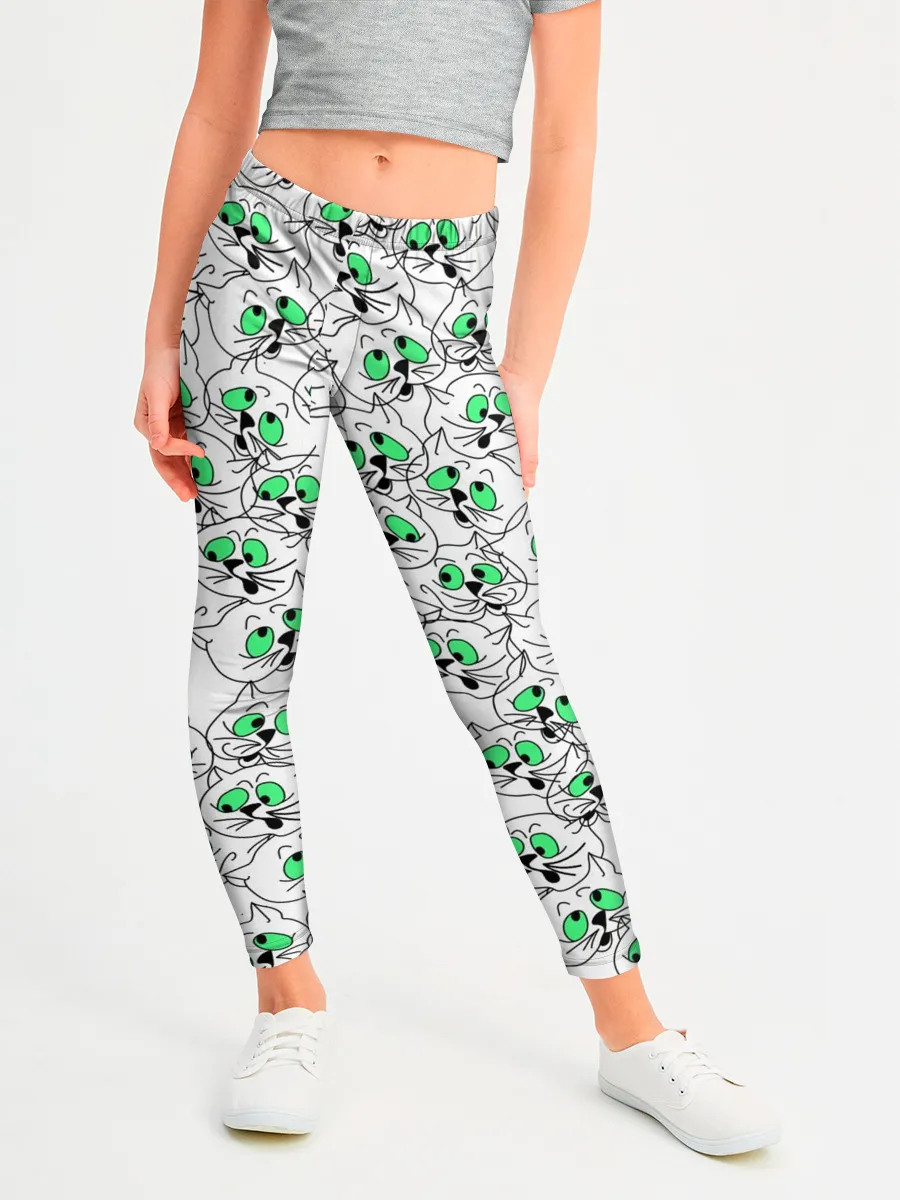 Леггинсы для девочки / Веселые кошачьи глазки