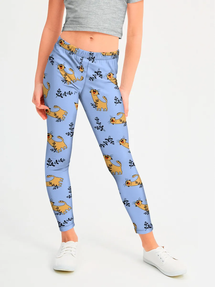 Леггинсы для девочки / Радостный кот