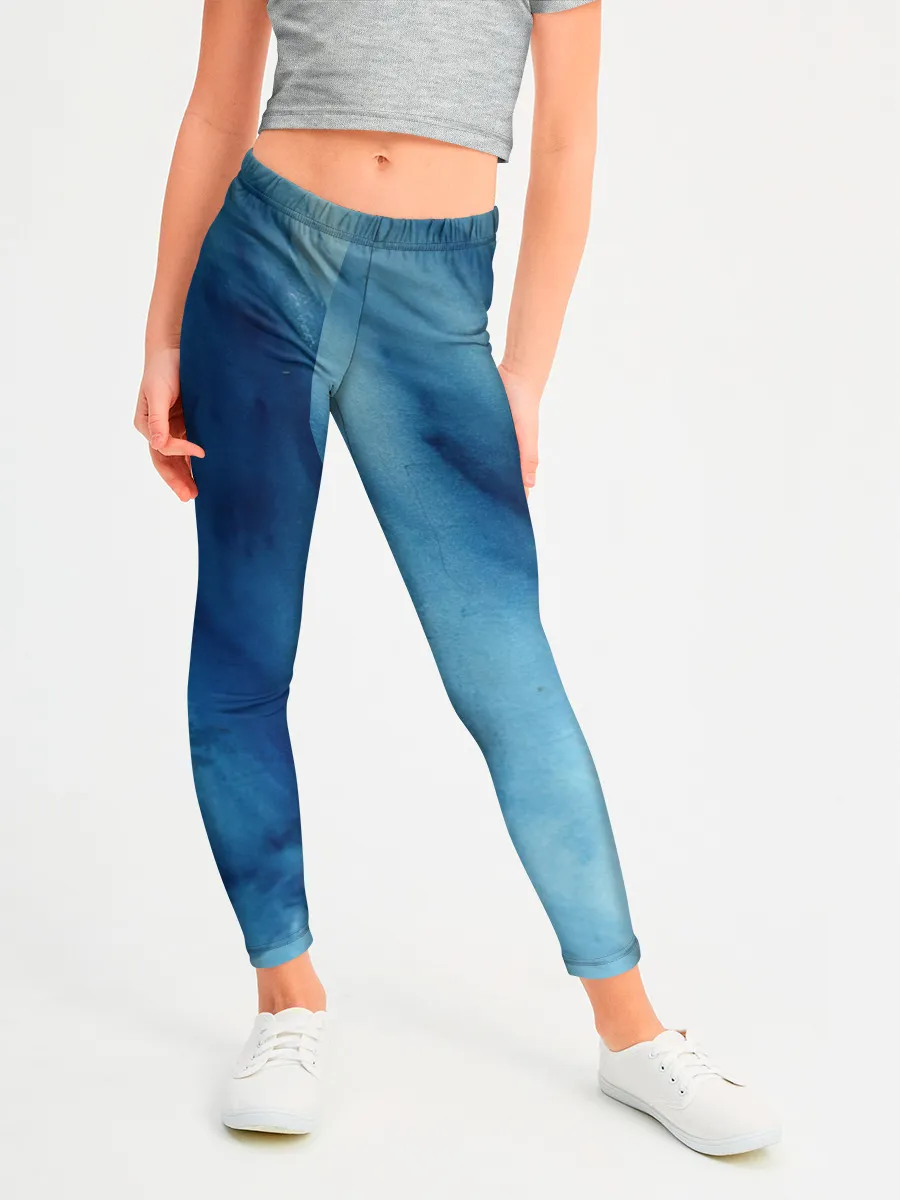 Леггинсы для девочки / Голубой мрамор