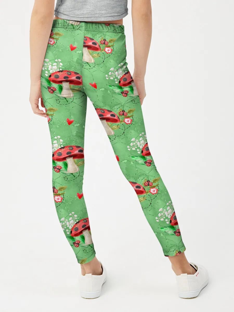 Леггинсы для девочки / Грибы Мухоморы паттерн